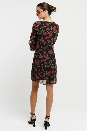 Jennie Floral Mini Dress in Black