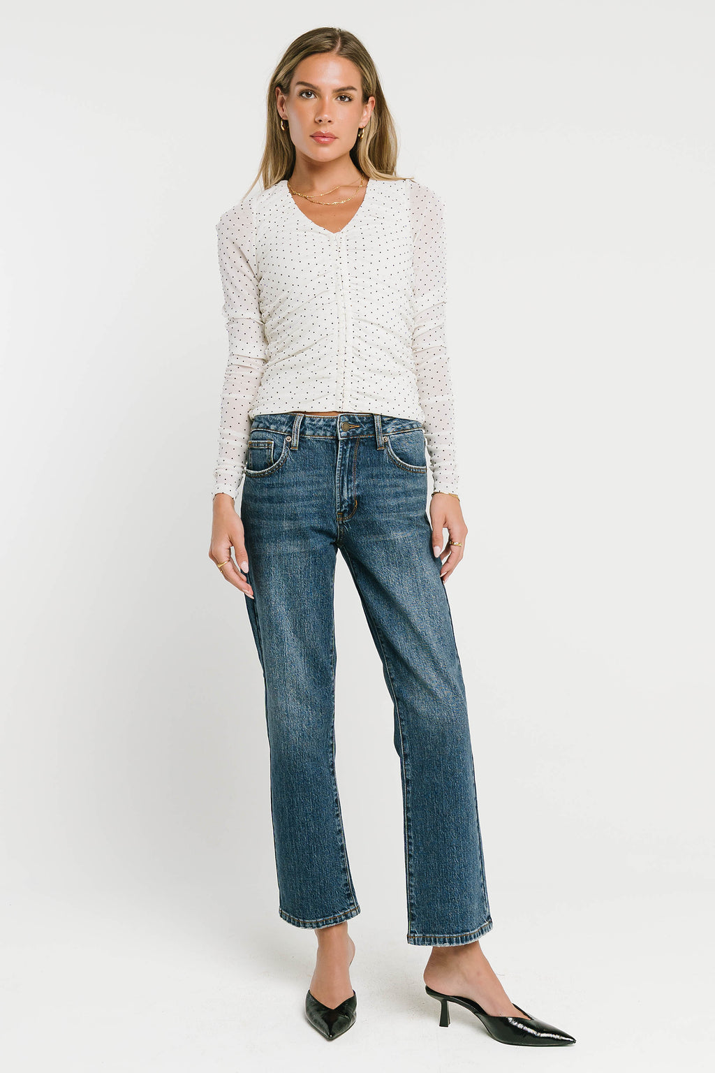 Reya Straight Leg Jeans in Dark Wash