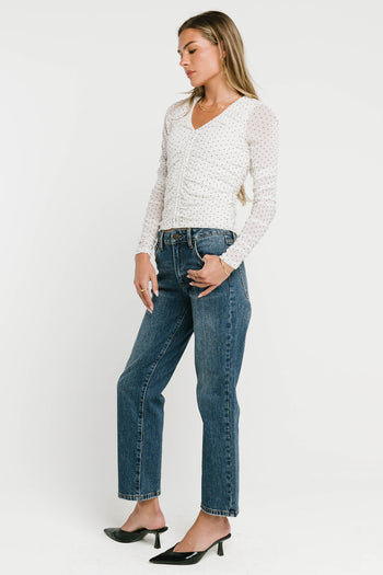 Reya Straight Leg Jeans in Dark Wash