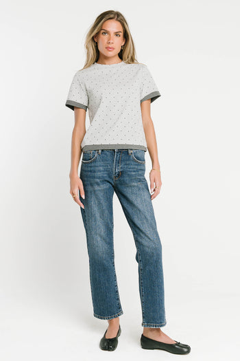 Eve Layered Polka Dot Top in Heather Grey