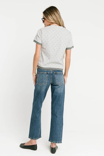 Eve Layered Polka Dot Top in Heather Grey