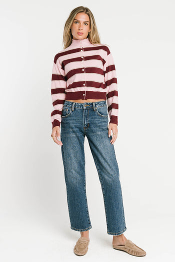 Laurie Striped Mock Neck Sweater