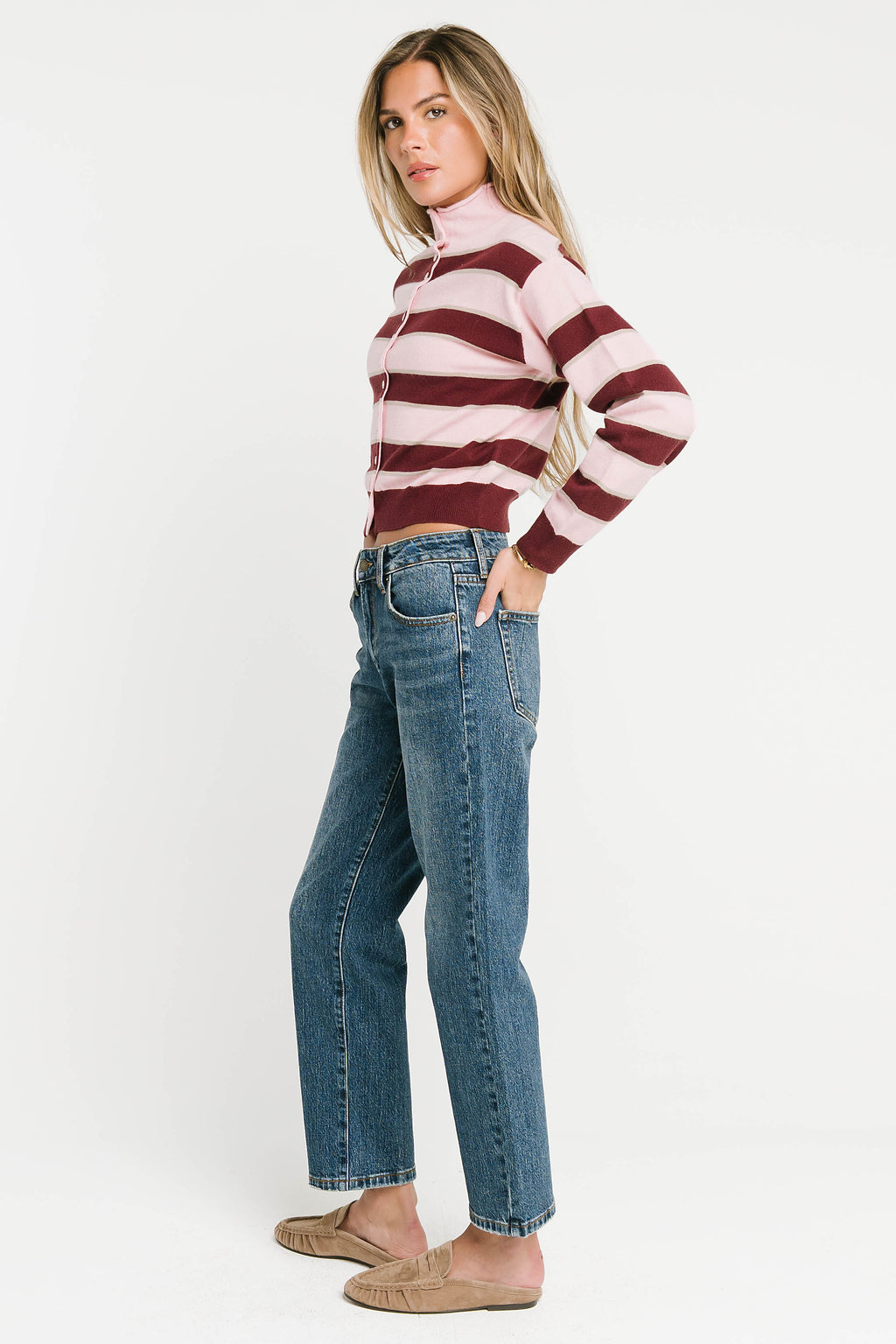 Laurie Striped Mock Neck Sweater