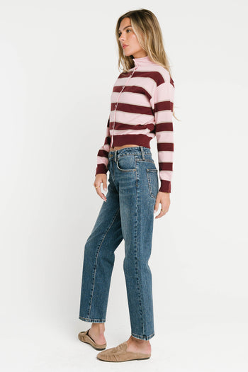 Laurie Striped Mock Neck Sweater