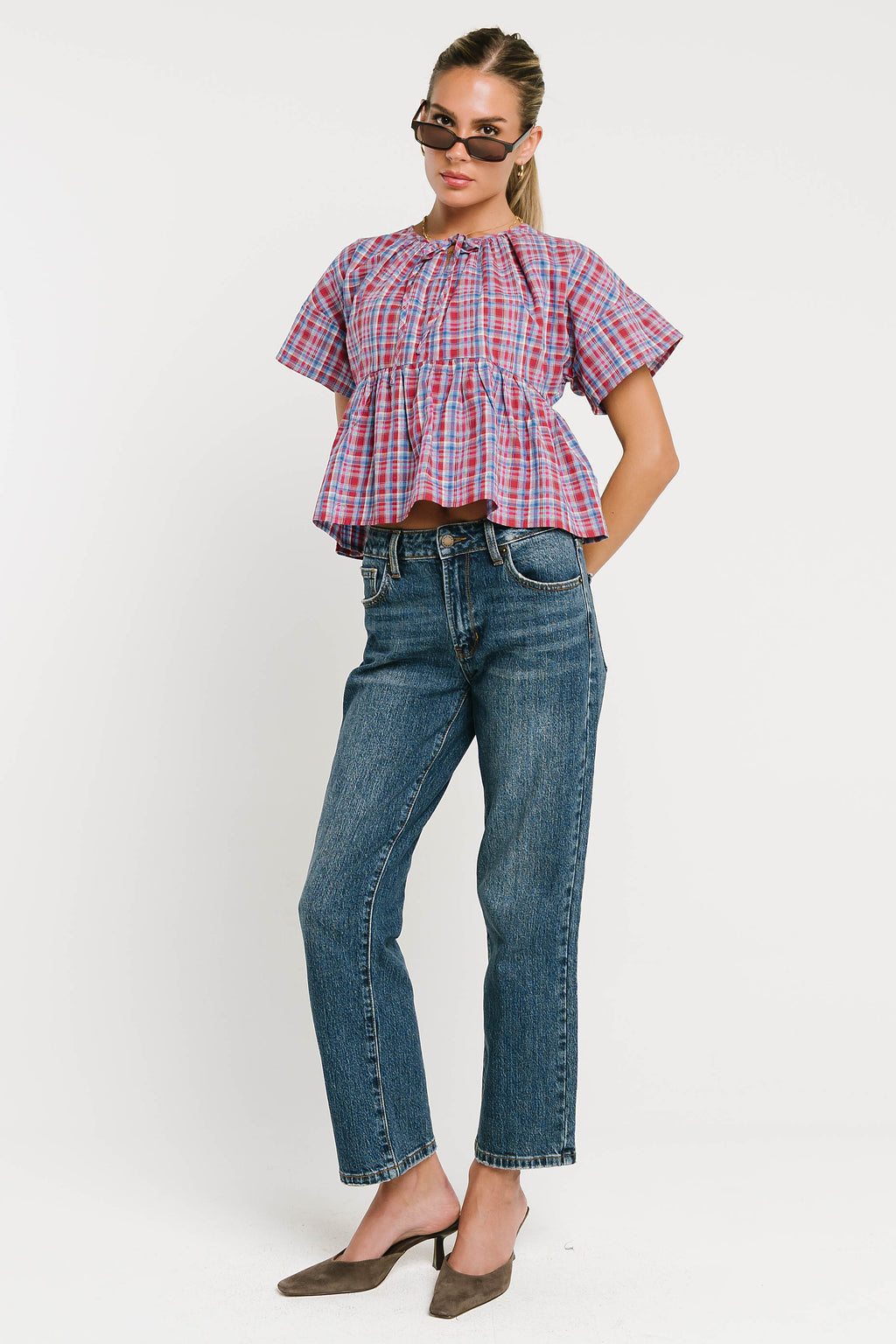 Juliette Plaid Peplum Top