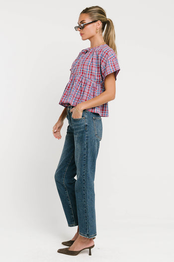 Juliette Plaid Peplum Top