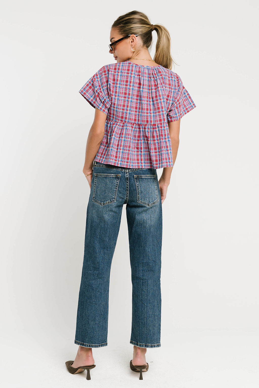 Juliette Plaid Peplum Top