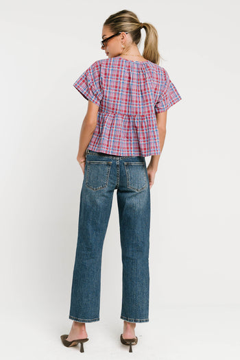 Juliette Plaid Peplum Top