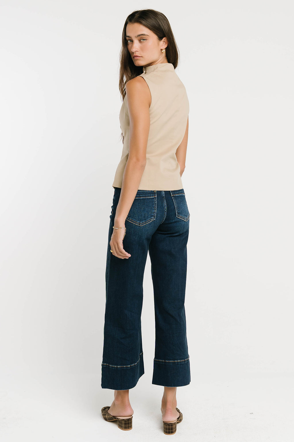 Kaia Mock Neck Tank in Tan