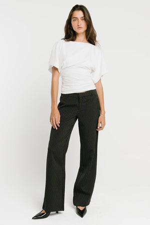 Evelyn Pinstripe Trousers in Black