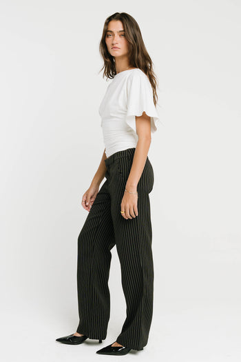 Evelyn Pinstripe Trousers in Black