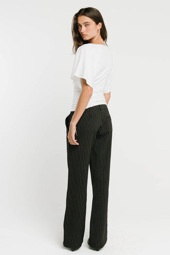 Evelyn Pinstripe Trousers in Black