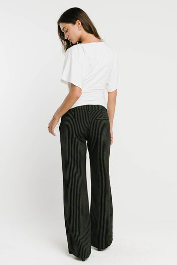 Evelyn Pinstripe Trousers in Black