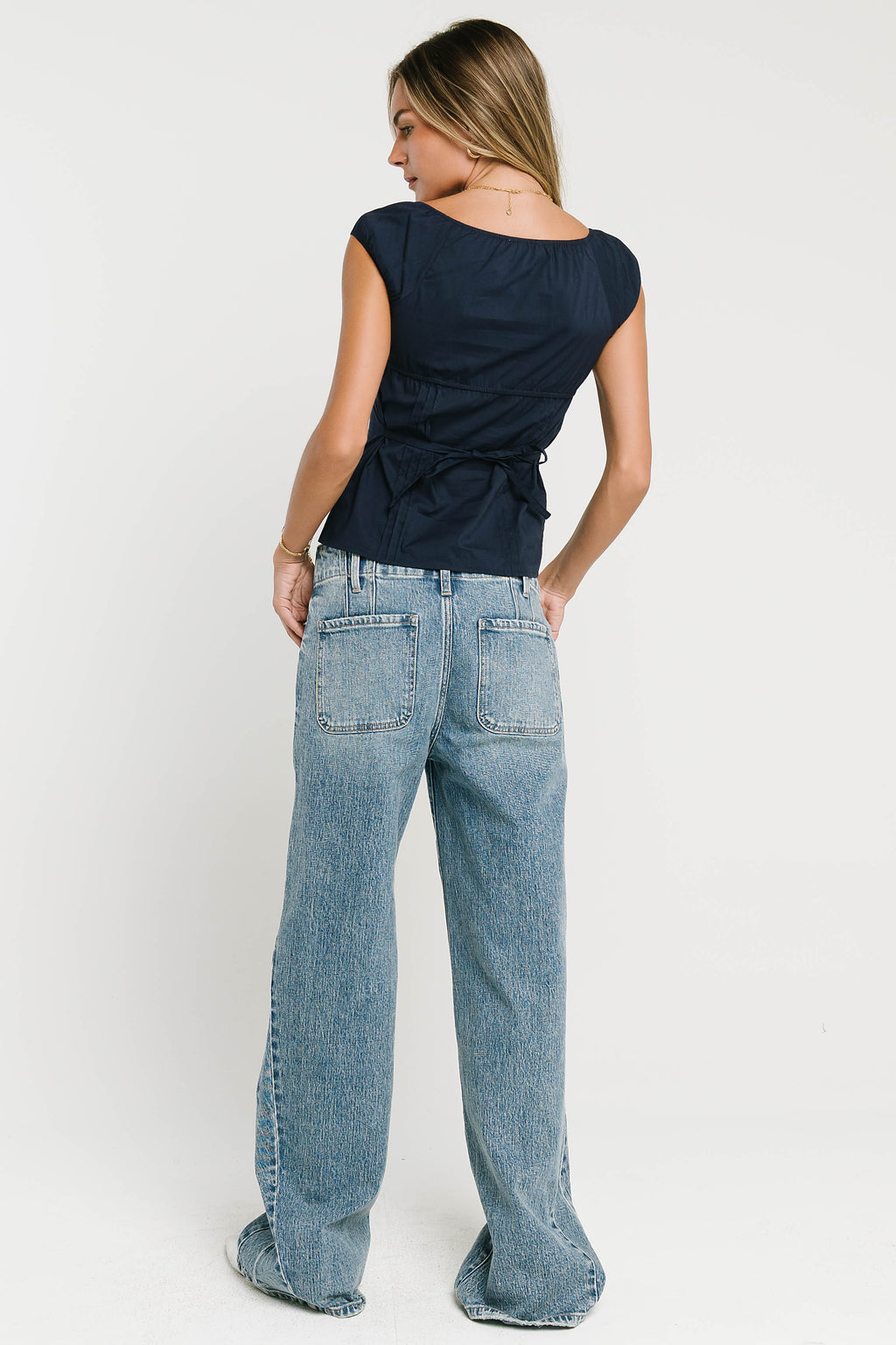 Paloma Pleated Blouse in Navy