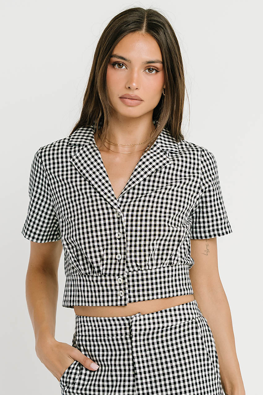 Madie Gingham Button Up in Black