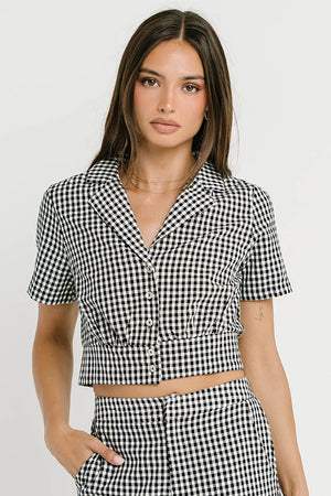 Madie Gingham Button Up in Black