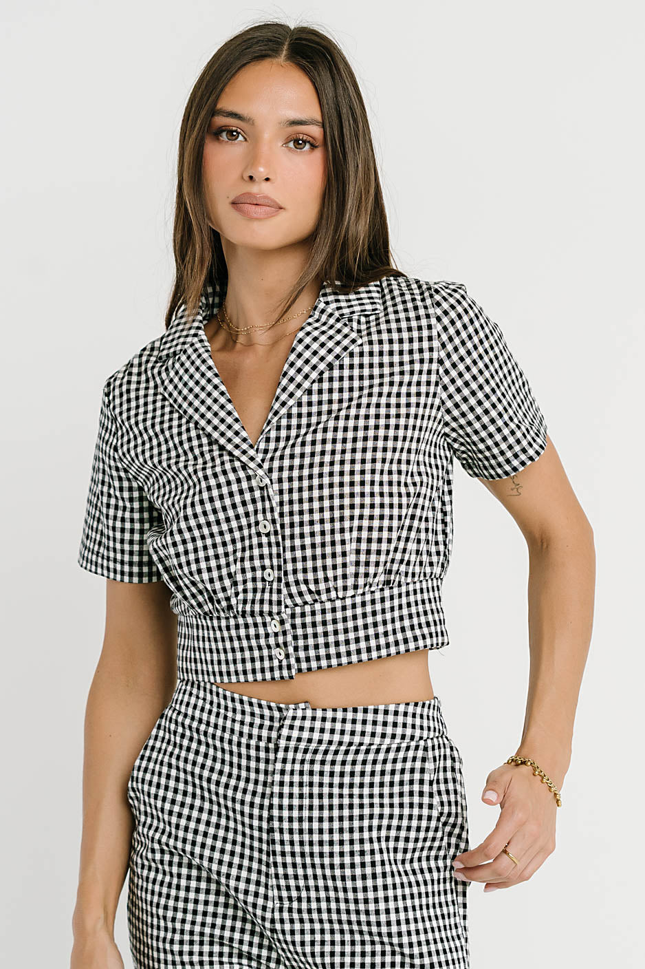 Madie Gingham Pants in Black