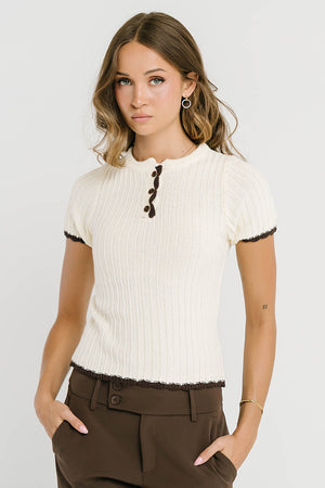 Kinley Contrast Sweater in Ivory