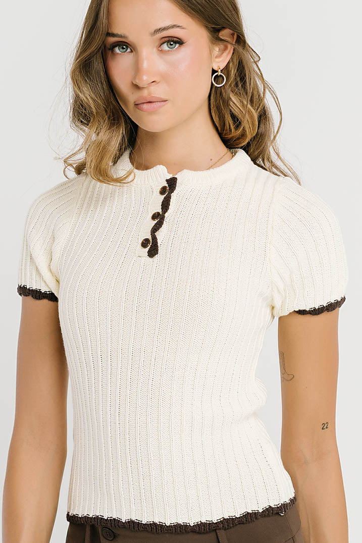 Kinley Contrast Sweater in Ivory