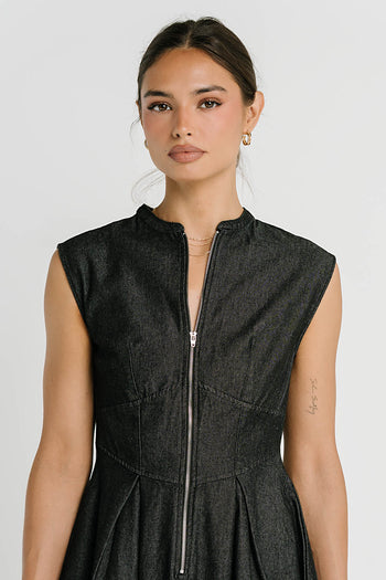 Jacee Denim Dress in Black