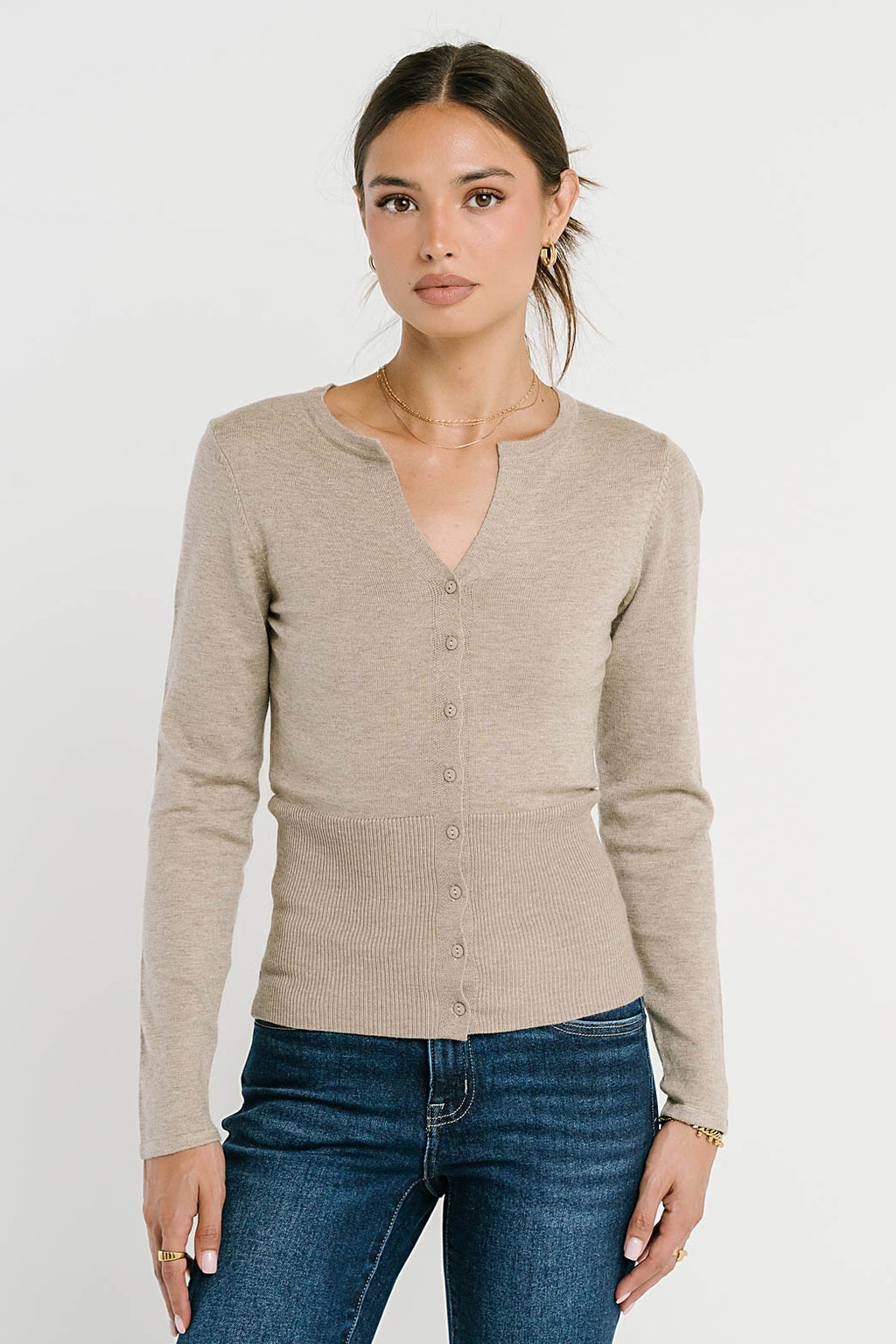 Flora Knit Top in Taupe