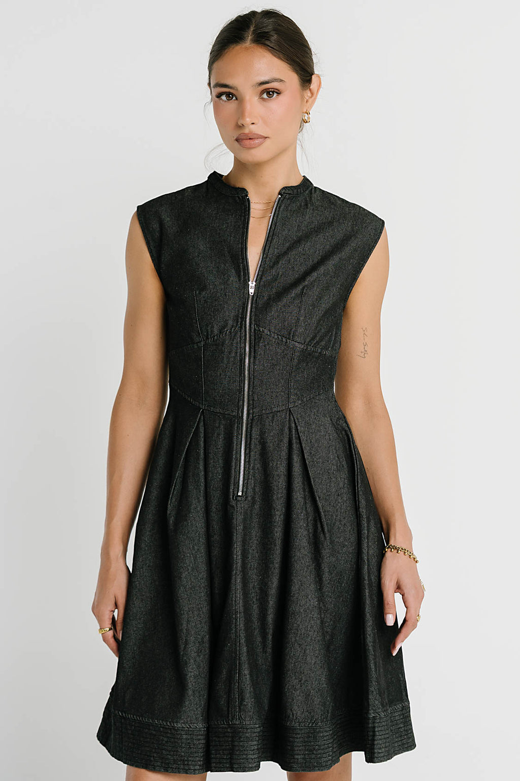 Jacee Denim Dress in Black