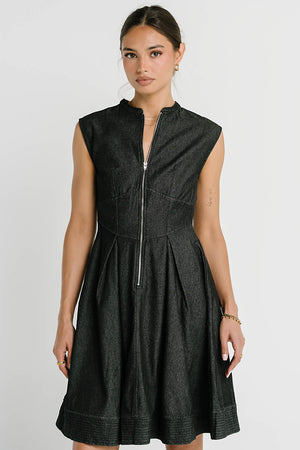 Jacee Denim Dress in Black