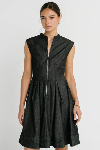 Jacee Denim Dress in Black