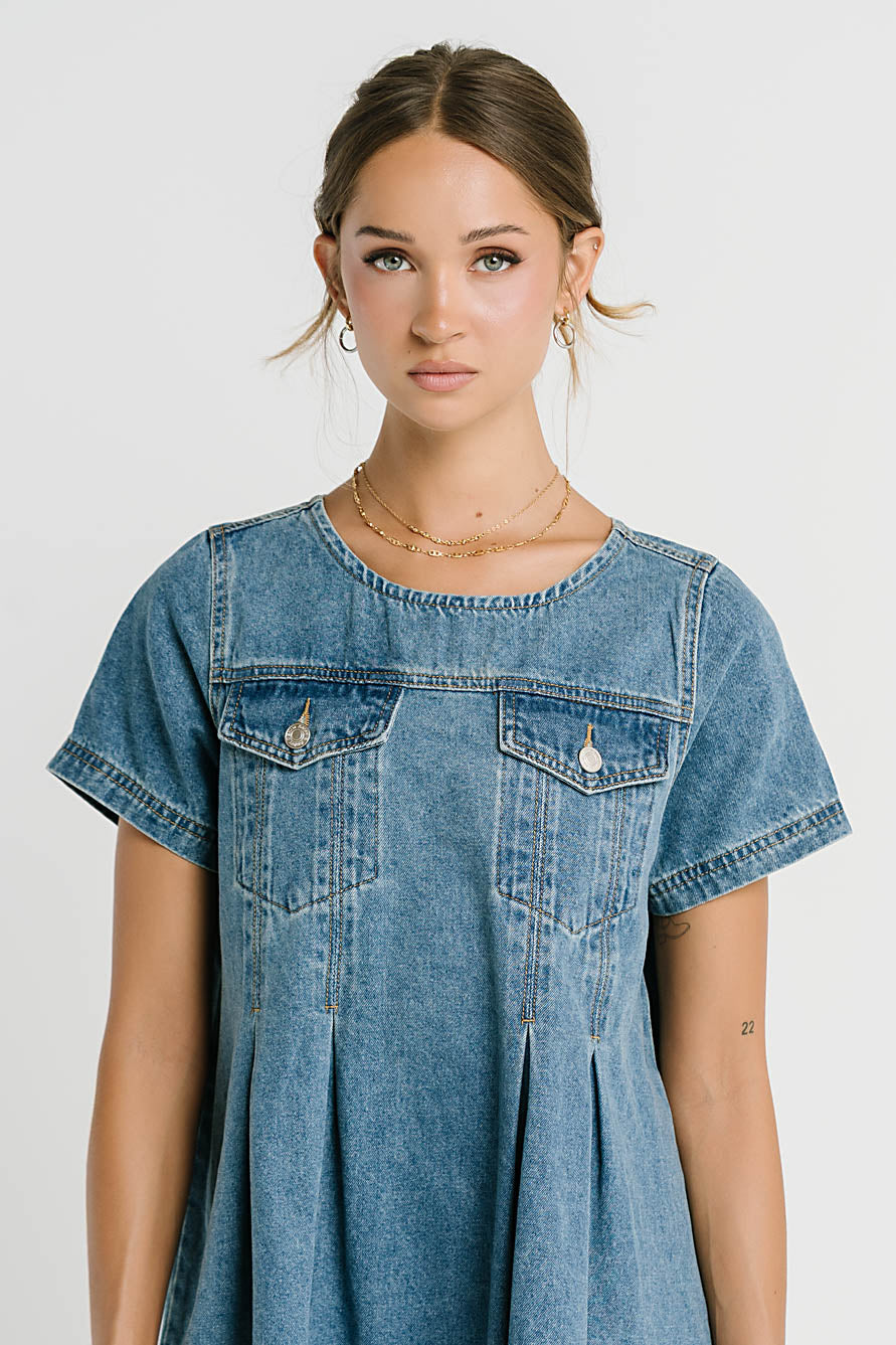 Zalara Denim Baby Doll Dress