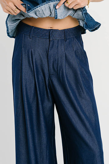 Joey Pleated Pants in Blue