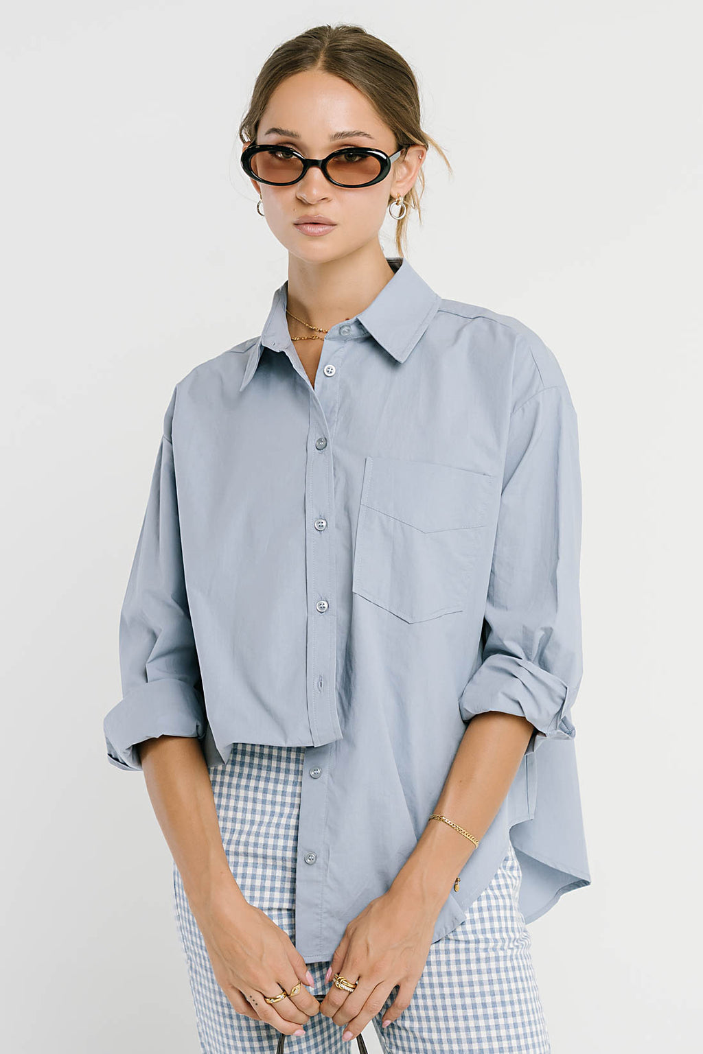 Markell Oversized Button Up in Blue