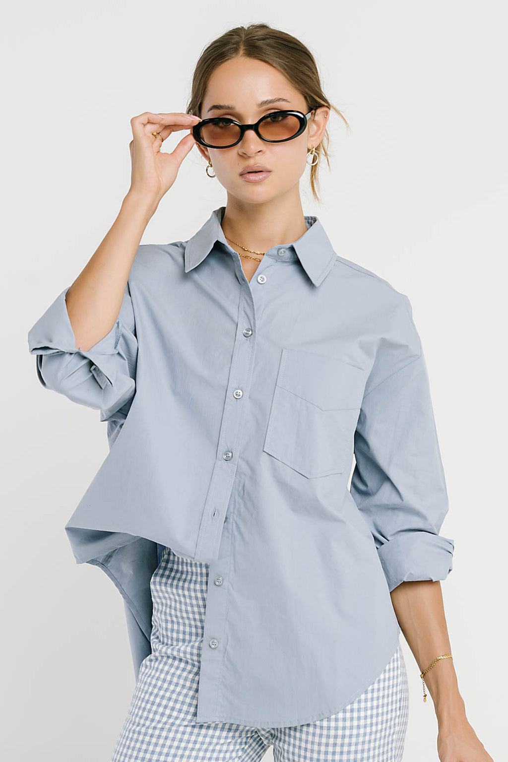 Markell Oversized Button Up in Blue