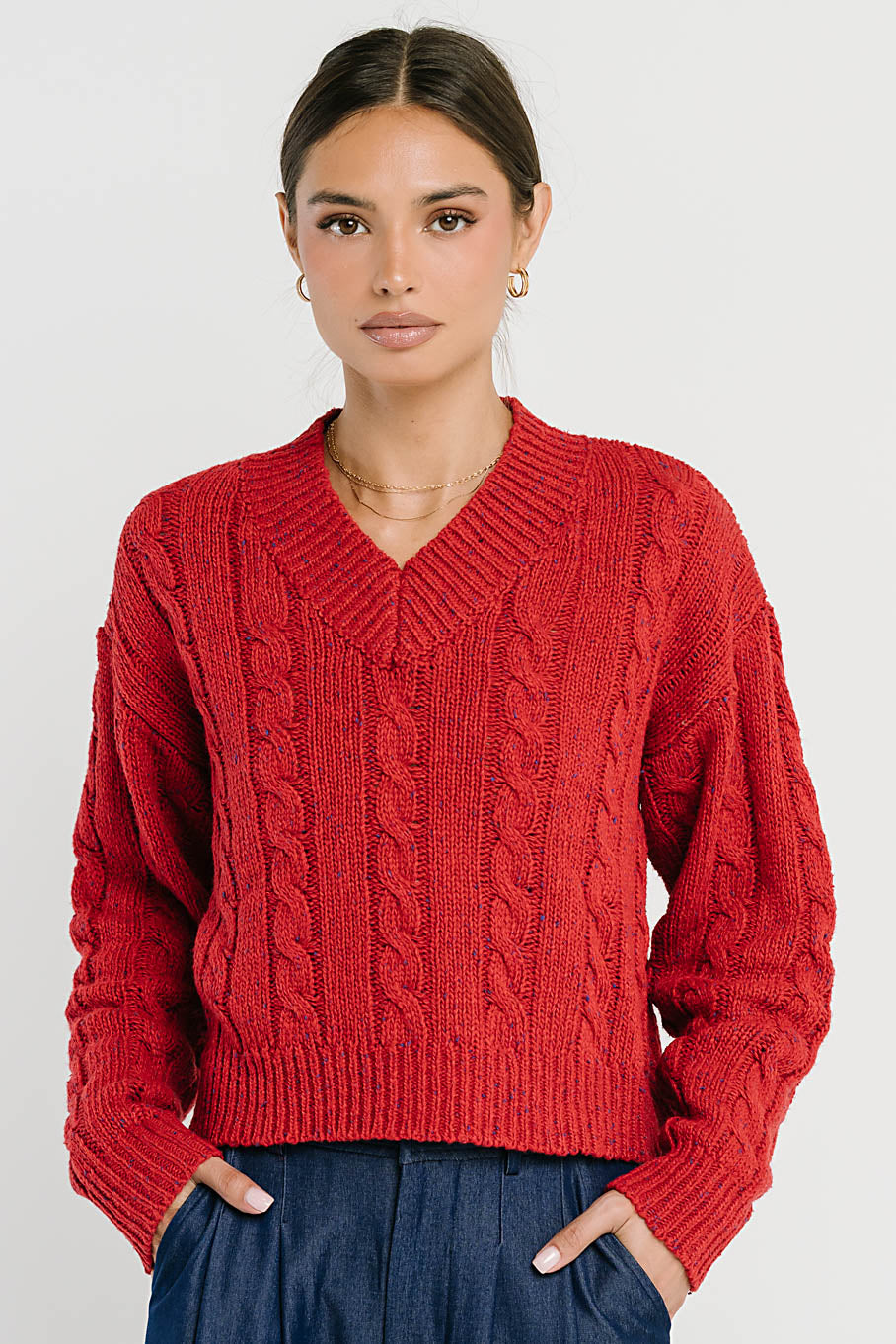 Maxine Speckled Sweater in Red