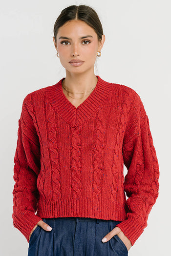 Maxine Speckled Sweater in Red