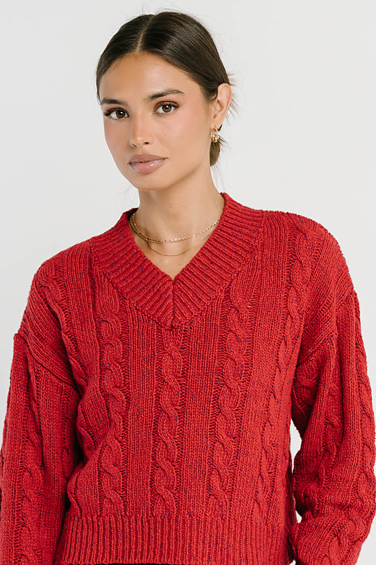 Maxine Speckled Sweater in Red
