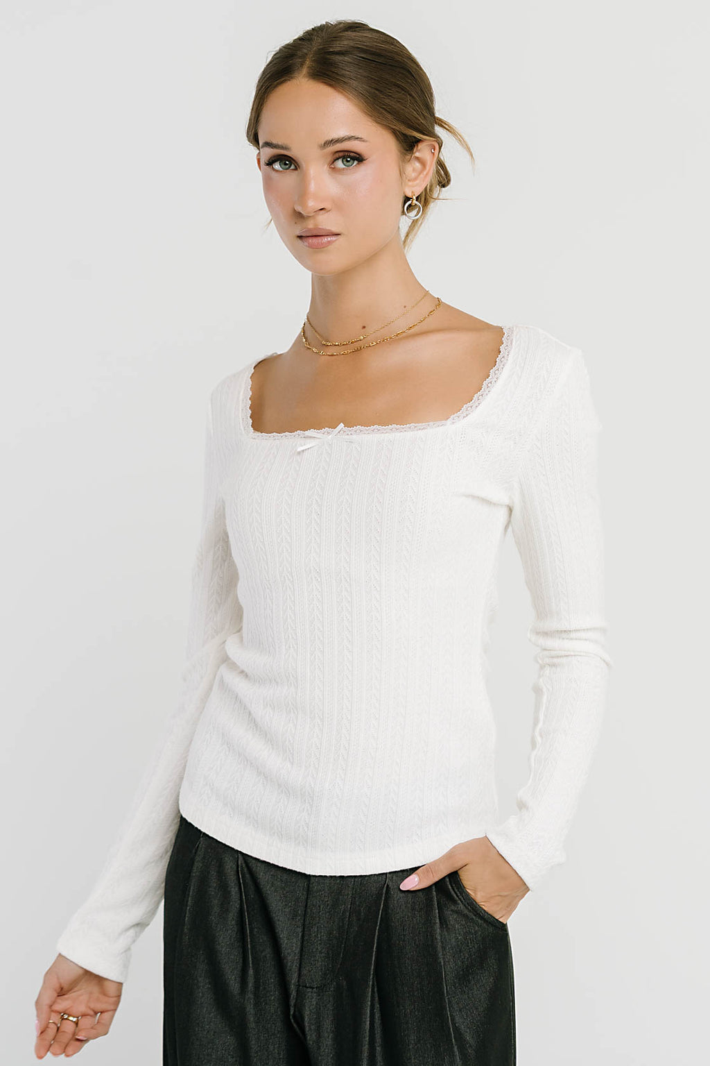 Andrea Knit Top in Off White
