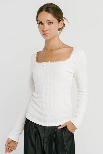 Andrea Knit Top in Off White
