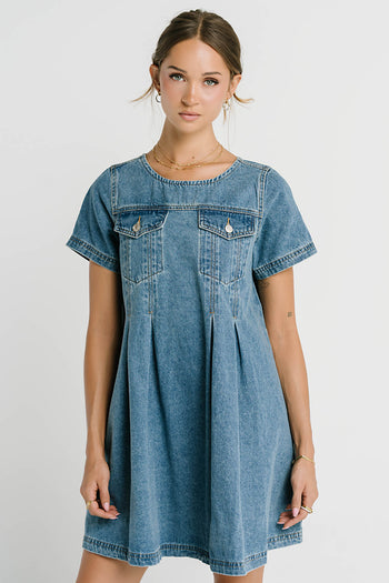 Zalara Denim Baby Doll Dress
