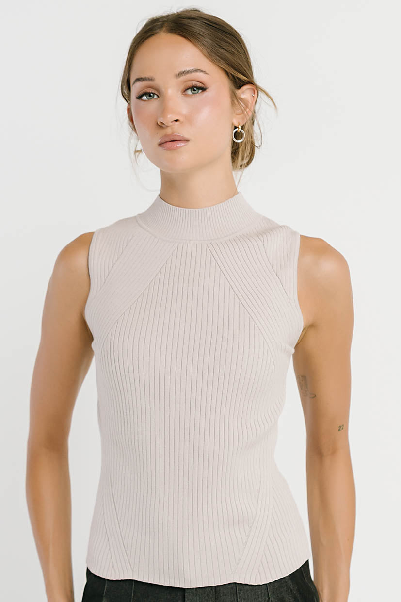 Rika Ribbed Top in Taupe