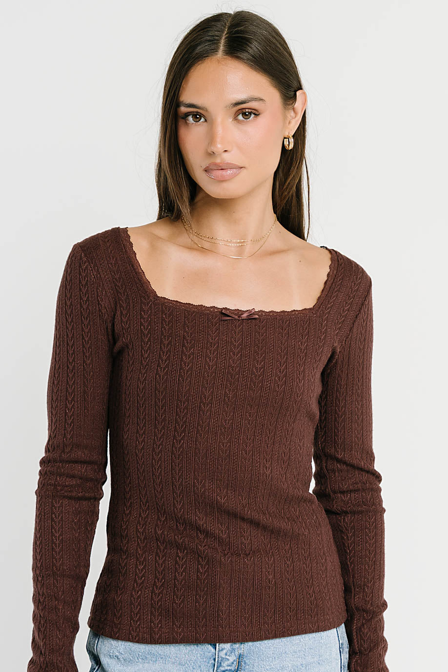 Andrea Knit Top in Burgundy