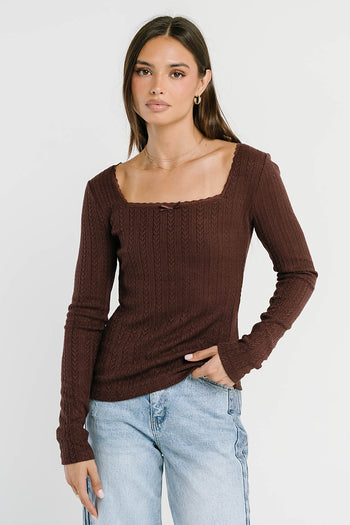 Andrea Knit Top in Burgundy