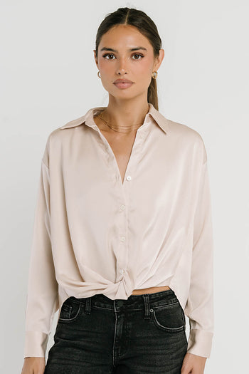 Margaret Twist Button Up in Champagne