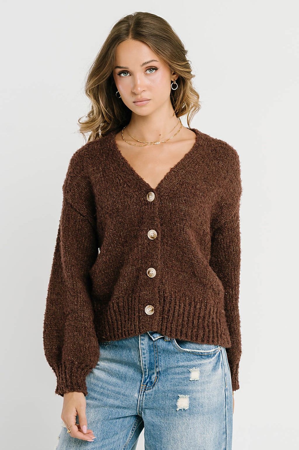 Markie Knit Cardigan in Brown