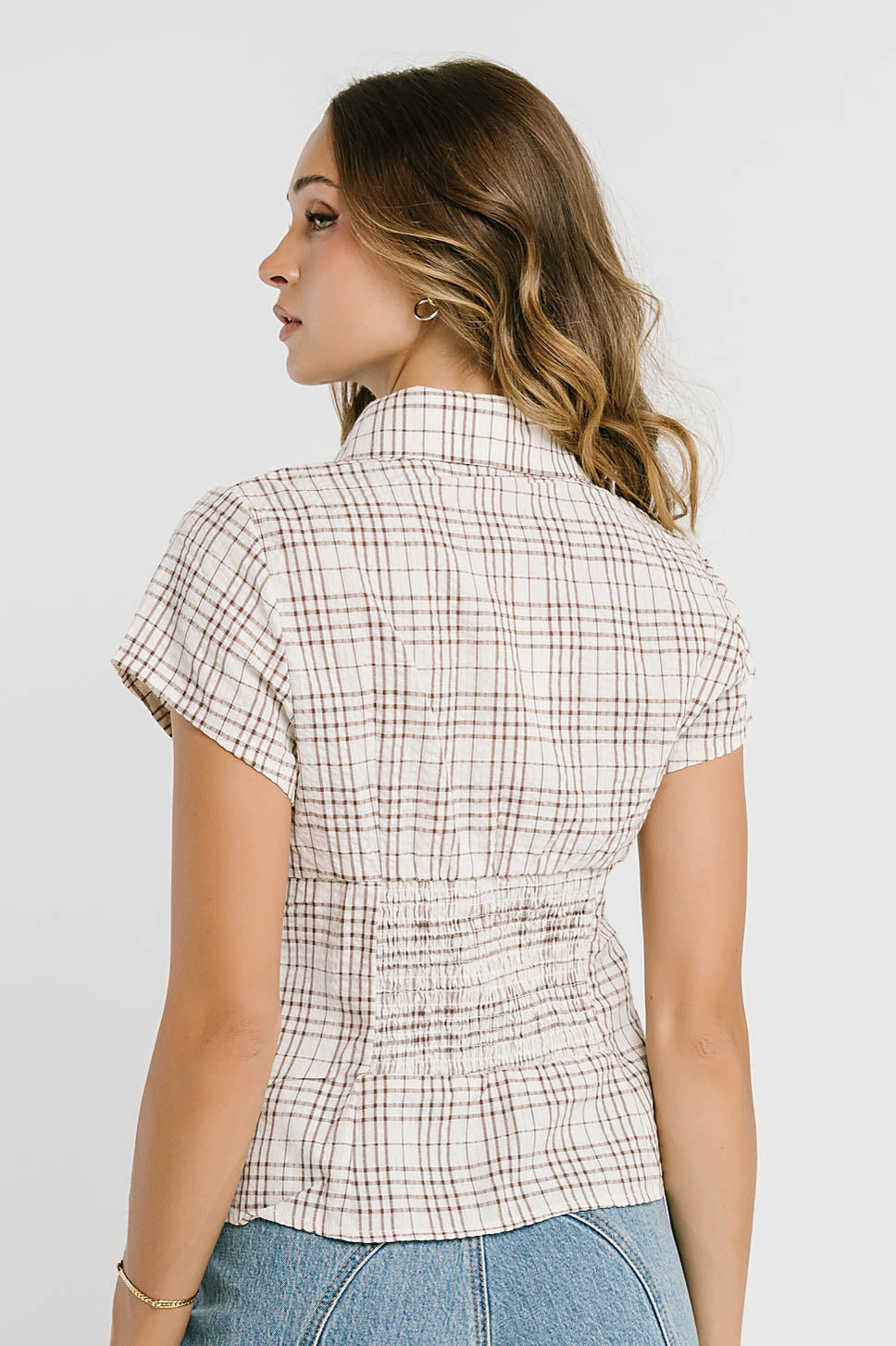 Tristan Plaid Button Up in Brown
