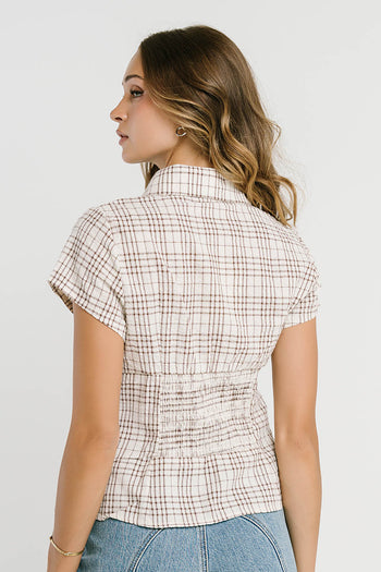 Tristan Plaid Button Up in Brown
