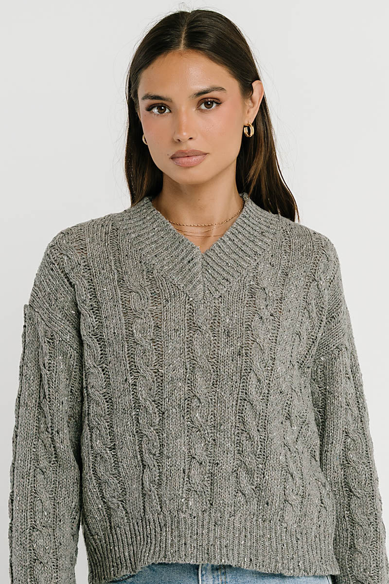 Maxine Speckled Sweater in Heather Grey