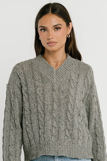 Maxine Speckled Sweater in Heather Grey