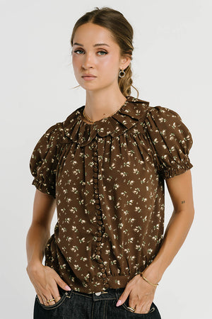 Bennie Collared Blouse in Brown