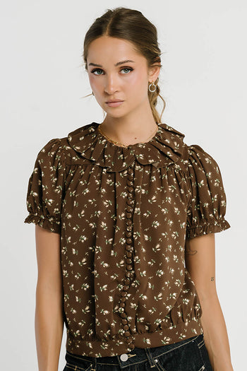 Bennie Collared Blouse in Brown