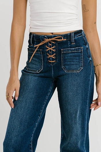 Leah Mid Rise Wide Leg Jeans